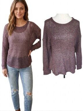 Love Is For Eternity women's purple sweater with buttons on back size large NWT